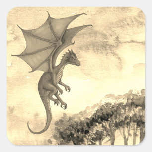 Quadratischer Drachen-Aufkleber Aufkleber