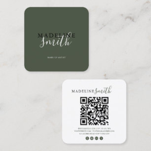 Quadratischer Dunkelgrüner Schrift-QR-Code Quadrat Quadratische Visitenkarte
