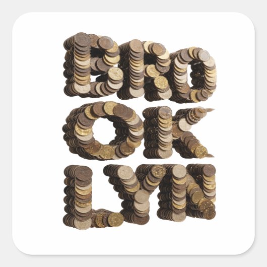 Quadratischer Gold BROOKLYN Sticker Druck (Vorderseite)