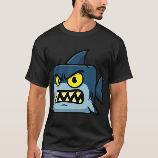 Quadratischer Hai Cartoon T-Shirt (Vorderseite)