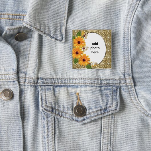 quadratischer Knopf-Blumenrahmen Button (Beispiel)