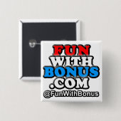 quadratischer Knopf FunWithBonus.com Button (Vorne & Hinten)
