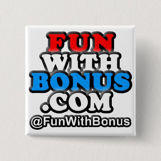 quadratischer Knopf FunWithBonus.com Button (Vorderseite)