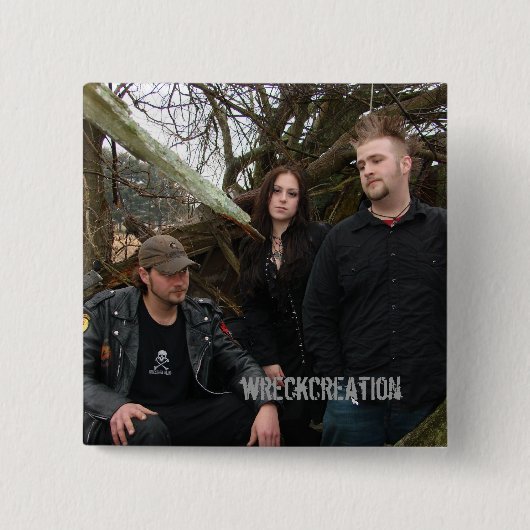 Quadratischer Knopf mit Wreckcreation Band-Foto Button (Vorderseite)