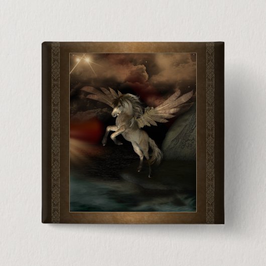 Quadratischer Knopf Pegasus Button (Vorderseite)