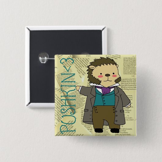 Quadratischer Knopf Pushkin Button (Vorne & Hinten)