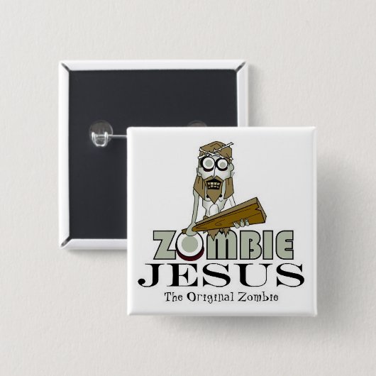 Quadratischer Knopf Zombie-Jesuss Button (Vorne & Hinten)