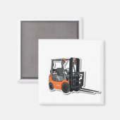 Quadratischer Kühlschrankmagnet mit Gabelstapler (Vorderseite/Rückseite)