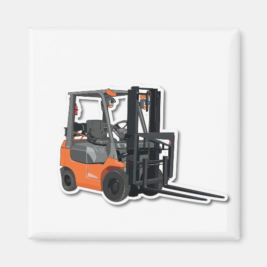 Quadratischer Kühlschrankmagnet mit Gabelstapler (Vorne)