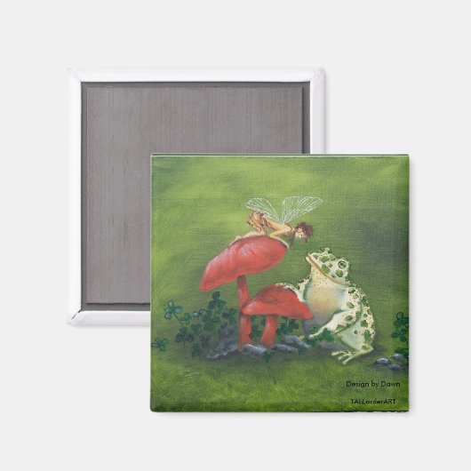 quadratischer Magnet "Fairy and Frog" (Vorderseite/Rückseite)