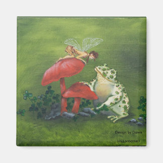 quadratischer Magnet "Fairy and Frog"
