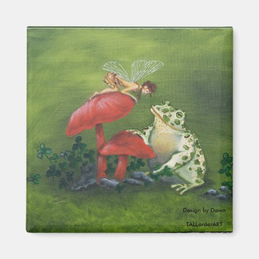quadratischer Magnet "Fairy and Frog" (Vorne)