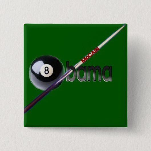 Quadratischer McCain/Obama acht Ball-Knopf Button (Vorderseite)