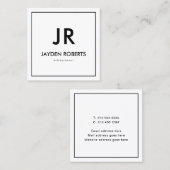 Quadratischer Minimalistischer Schwarz-Weiß-Monogr Quadratische Visitenkarte (Vorne/Hinten)