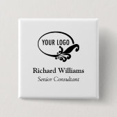 Quadratischer Namensschild-Button mit Logo Mitarbe Button (Vorderseite)