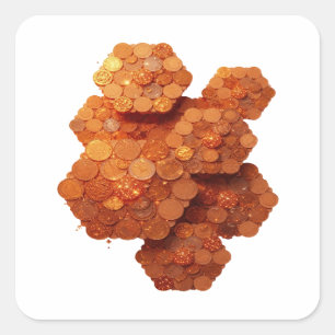 Quadratischer orangefarbener abstrakter Sticker Ar