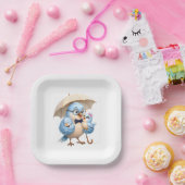 Quadratischer Papier-Teller mit Vater-Vogel-Design Pappteller (Party)