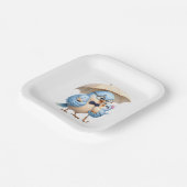 Quadratischer Papier-Teller mit Vater-Vogel-Design Pappteller (Gewinkelt)