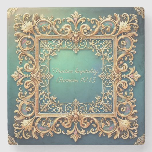 quadratischer Rahmen mit benutzerdefinierbarer Grö Steinuntersetzer (Vorderseite)