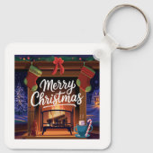 Quadratischer Schlüsselanhänger aus Metall (Rückseite)