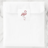 Quadratischer Silber FLAMINGO Quadrat Aufkleber (Tasche)