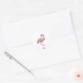 Quadratischer Silber FLAMINGO Quadrat Aufkleber (Umschlag)