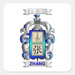 Quadratischer Sticker Zhang Nachname und Schild