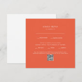 Quadratischer Tangerine-Hochzeits-QR-Code-RSVP (Vorne/Hinten)