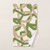 Quadratischer Tangle Olive Green Warm Taupe Badhandtuch Set (Handtuch)