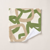 Quadratischer Tangle Olive Green Warm Taupe Badhandtuch Set (Waschlappen)