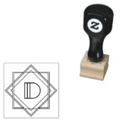 Quadratisches Art Deco Buchstabe D Monogramm Gummistempel (Stempel)