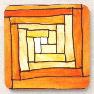 quadratisches Art Deco gelbes Retro-Muster Untersetzer