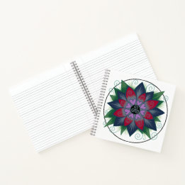 Quadratisches Blumenherzen-Mandala-Notizbuch Notizblock