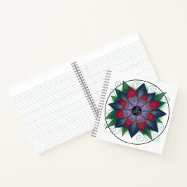 Quadratisches Blumenherzen-Mandala-Notizbuch Notizblock