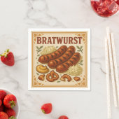 Quadratisches Design (Bratwurst, Retro-Stil) für d Serviette (Beispiel)