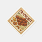Quadratisches Design (Bratwurst, Retro-Stil) für d Serviette (Ecke)
