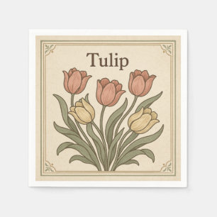 Quadratisches Design für Tulpe, Retro-Stil USA Serviette