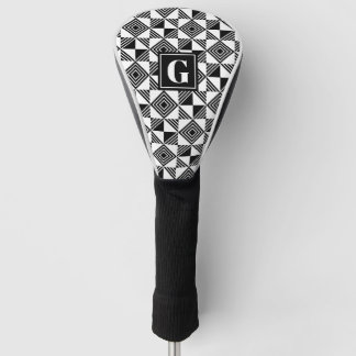 Quadratisches Dreieck Geometrisches Schwarz-weißes Golf Headcover