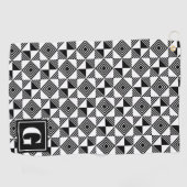 Quadratisches Dreieck Geometrisches Schwarz-weißes Golfhandtuch (Horizontal)