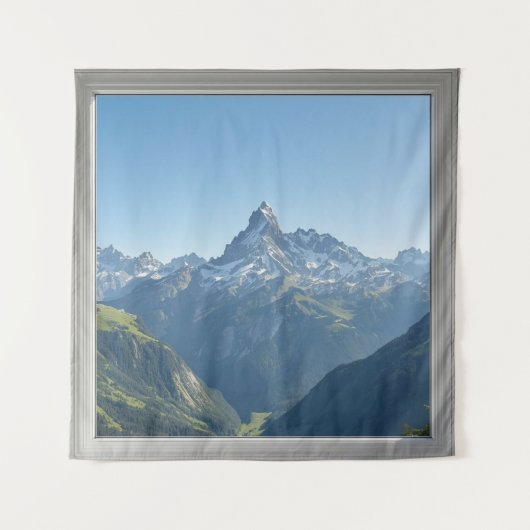 Quadratisches Fenster mit Blick auf die Schweizer Wandteppich (Vorderseite)