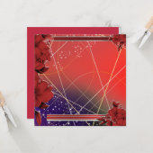 Quadratisches flaches rotes Blumenmuster Karte (Vorderseite/Rückseite Beispiel)