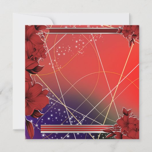 Quadratisches flaches rotes Blumenmuster Karte (Vorderseite)