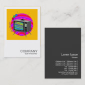 Quadratisches Foto 073 - Retro Farbe-Fernsehen Visitenkarte (Vorne/Hinten)