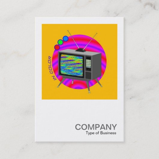 Quadratisches Foto 073 - Retro Farbe-Fernsehen Visitenkarte (Vorderseite)