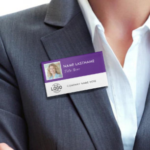 Quadratisches Foto-ID-Logo Lila Weiß Magnetische G Namenschild