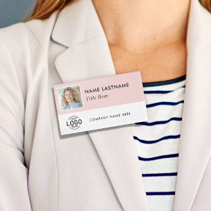 Quadratisches Foto-Logo Rosa Weiß Magnesium Groß Namenschild