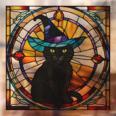 quadratisches Glasfenster Schwarzes Katzen Hallowe Fensteraufkleber (Blatt 2)