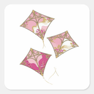 Quadratisches Gold-Drachenfliegen Vinyl-Stil Quadratischer Aufkleber