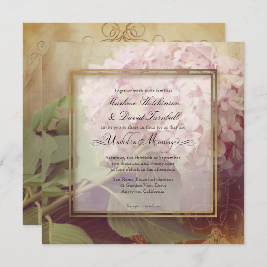 Quadratisches hübsches erröten rosa einladung (Vorne/Hinten)