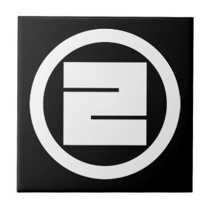 Quadratisches Kanji für ONE im Kreis Fliese